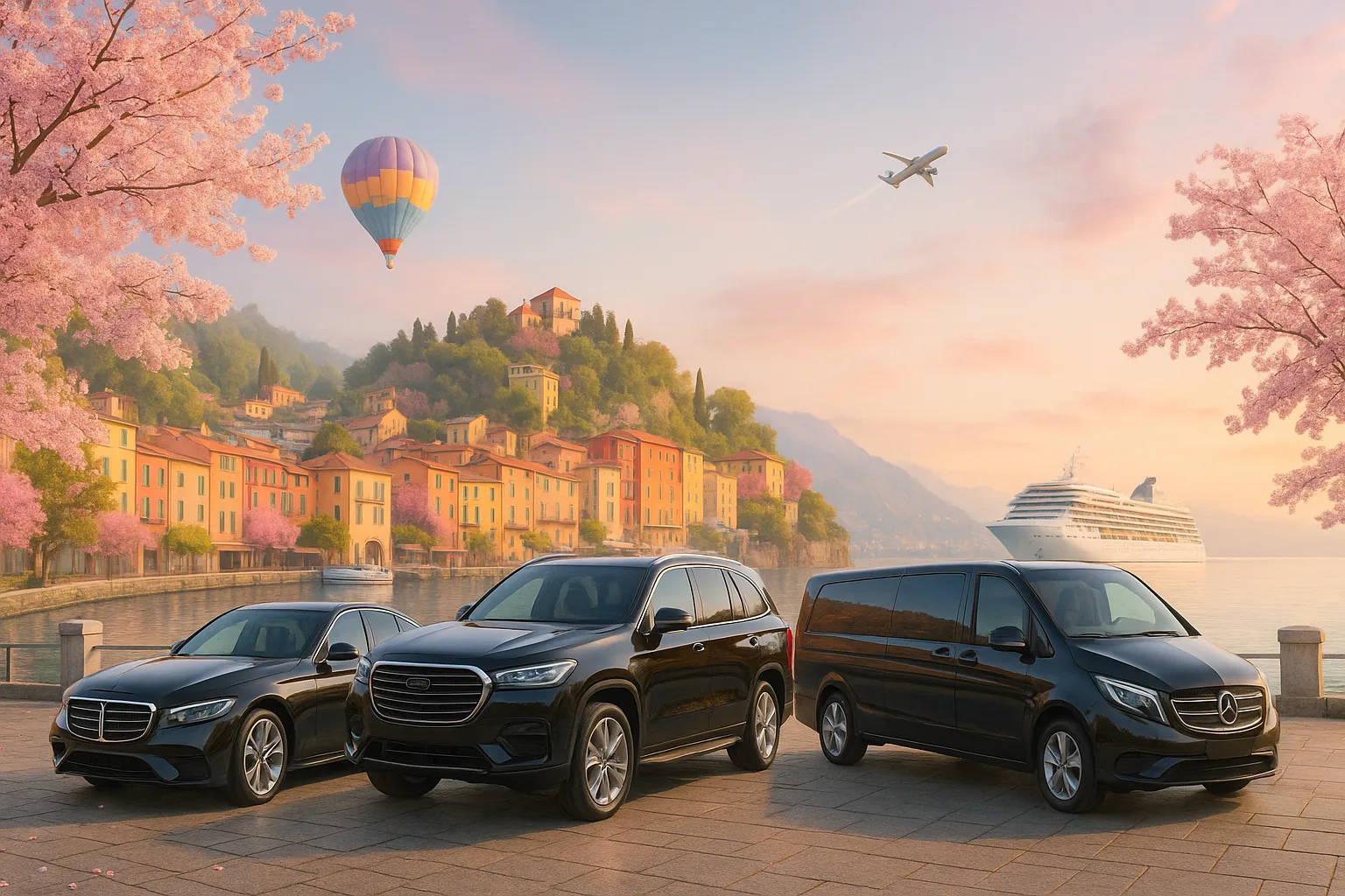 Şehir fonunda siyah-beyaz filo